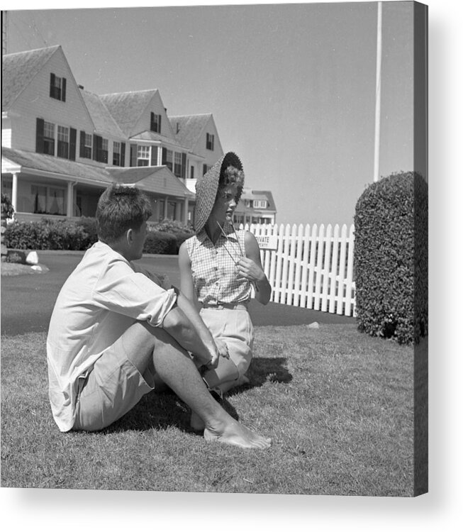1950-1959 Acrylic Print featuring the photograph Senator Kennedy Goes A Courting by Hy Peskin Archive