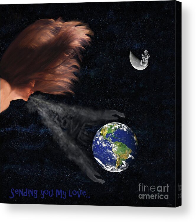 Earth Acrylic Print featuring the digital art Sending You My Love by Jeff Breiman