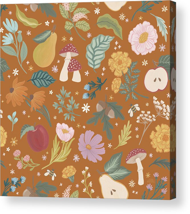 Acorns Acrylic Print featuring the painting September Sweetness Pattern Ib by Laura Marshall