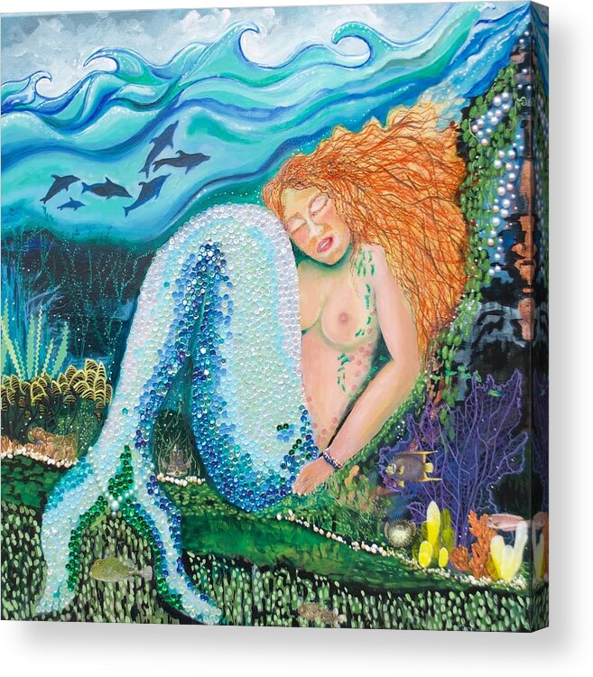 Mermaid Acrylic Print featuring the painting Serena of the Sea by Patricia Arroyo