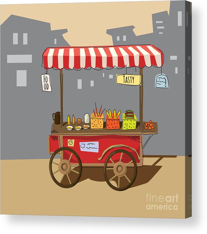 Sketch Of Street Food Carts Cartoon Acrylic Print by Valeri Hadeev - Fine  Art America