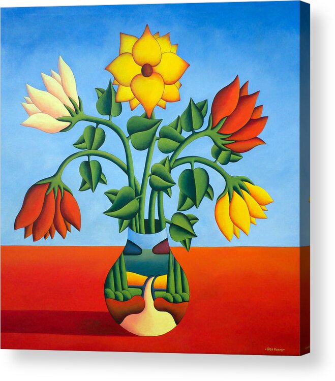 Flowers Acrylic Print featuring the painting Softvase with flowers by Alan Kenny