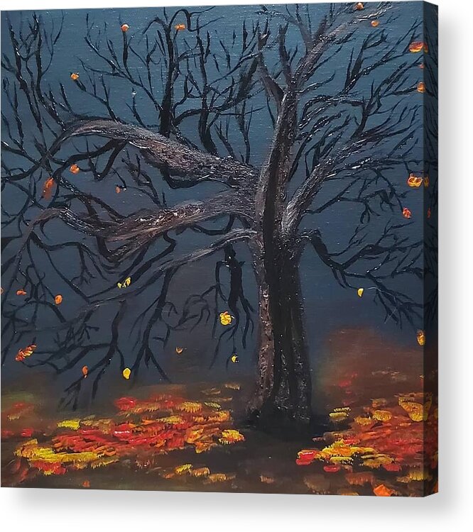 Autumn Acrylic Print featuring the painting Spooky Tree by Amy Kuenzie