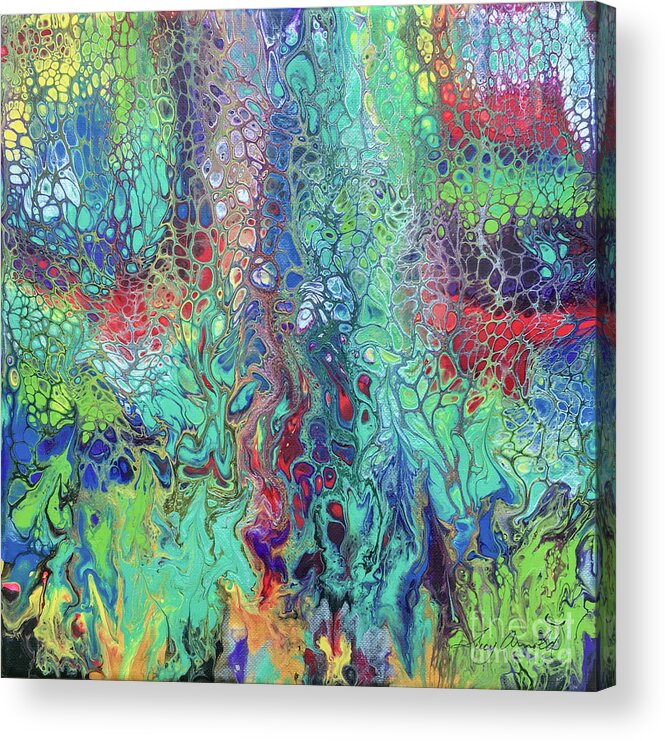 Poured Acrylic Acrylic Print featuring the painting Spring Rush by Lucy Arnold