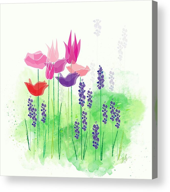 Floral Acrylic Print featuring the digital art Springy by Gina Harrison