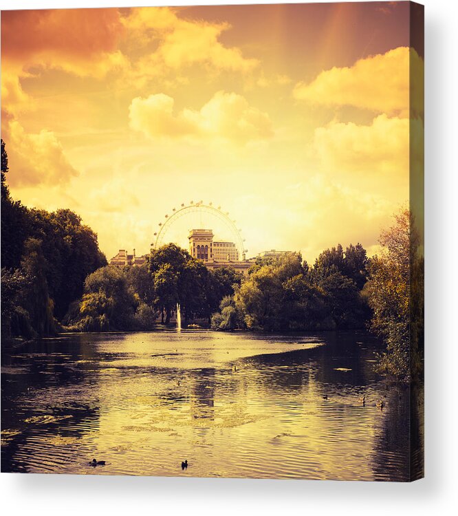 England Acrylic Print featuring the photograph St James Park In London At Sunset by Franckreporter