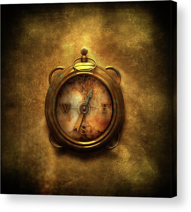 Part Of A Series Acrylic Print featuring the photograph Still Life Of Old Compass by Colin Anderson