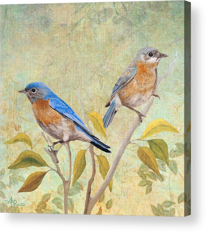 Bluebird Acrylic Print featuring the painting Stillness Of Heart I by Angeles M Pomata