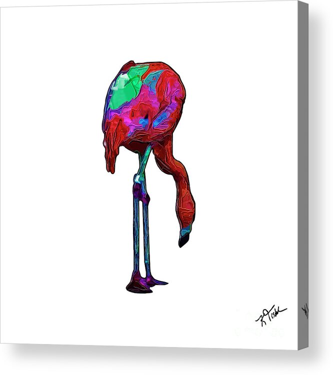 Flamingo Acrylic Print featuring the digital art Stooped Over Abstract Flamingo by Kirt Tisdale