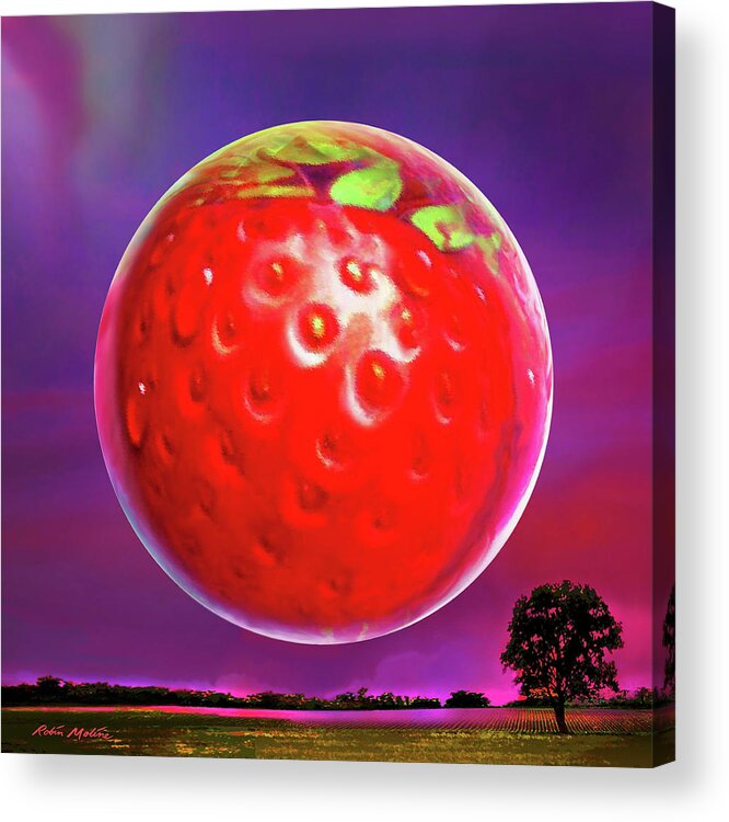 Moon Acrylic Print featuring the digital art Strawberry Moon by Robin Moline