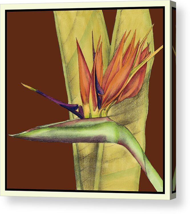 Botanical & Floral Acrylic Print featuring the painting Striking Tropical II by Jennifer Goldberger