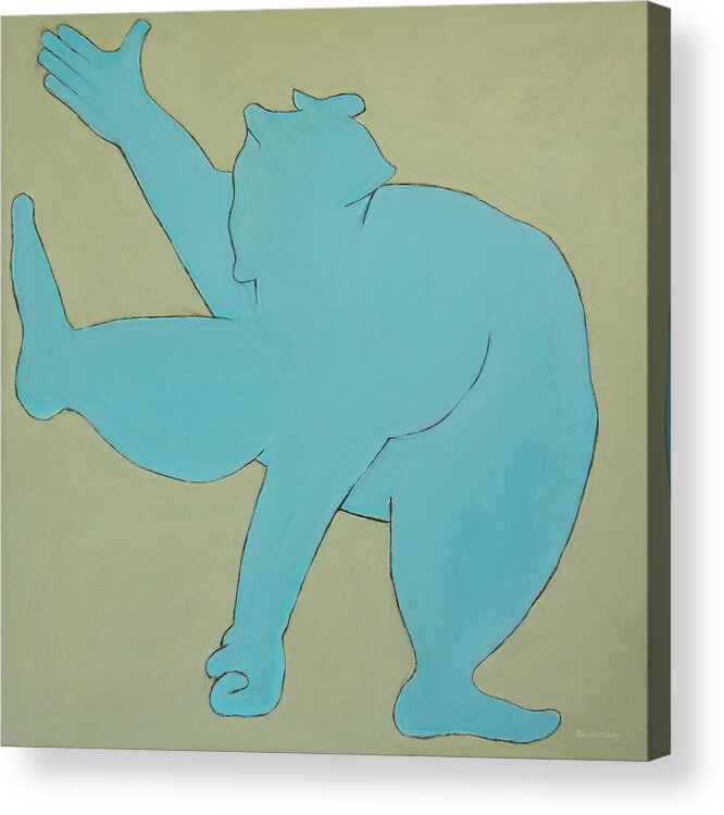 Figurative Abstract Acrylic Print featuring the painting Sumo Wrestler In Blue by Ben and Raisa Gertsberg