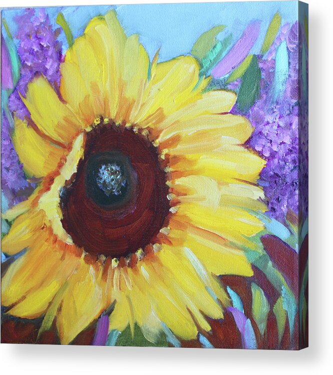 Sunflower Acrylic Print featuring the painting Sun Catcher by Christiane Kingsley