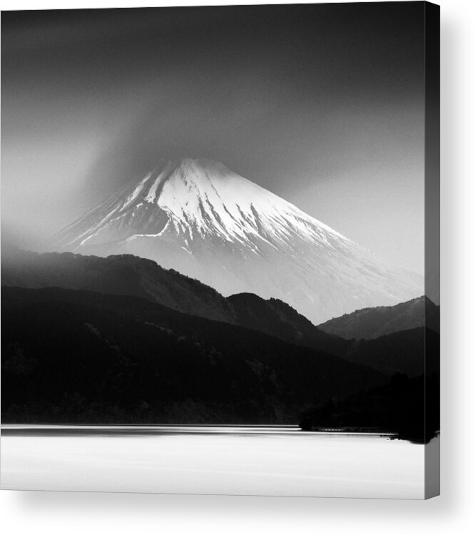 Blackandwhite Acrylic Print featuring the photograph Sunrise View Of Mount Fuji From Lake by Discover Japan