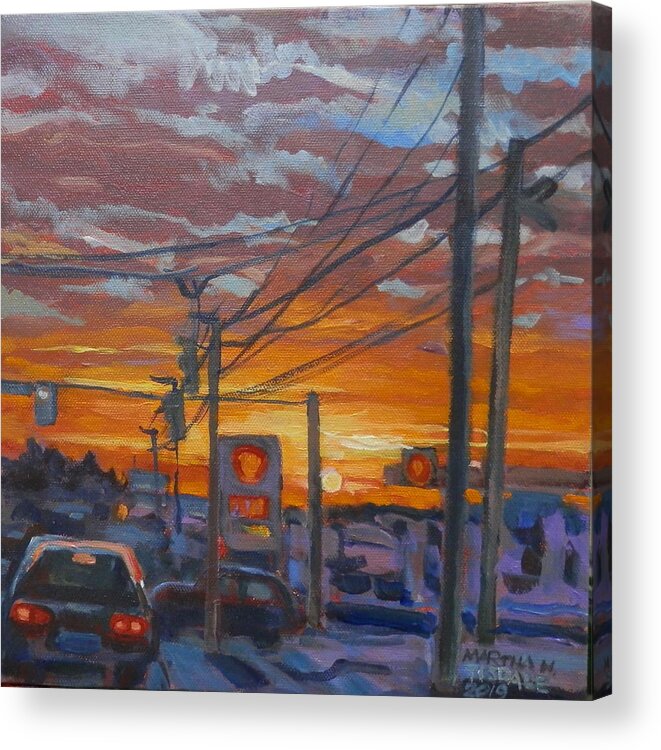 Sunset Acrylic Print featuring the painting Sunset on Gray Hiway by Martha Tisdale