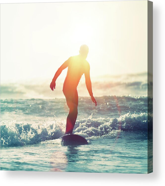 People Acrylic Print featuring the photograph Surfing Sunflare by Paul Mcgee