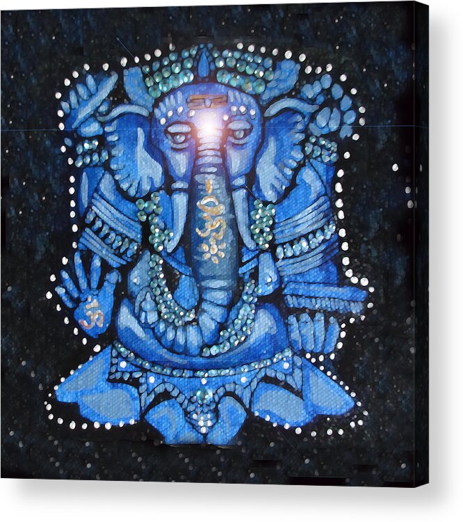 Ganesha Acrylic Print featuring the painting Sweet Blue Ganesha by Patricia Arroyo