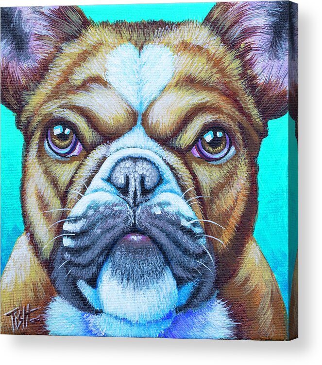 French Bulldog Acrylic Print featuring the painting Sweet Heart Bulldog by Tish Wynne
