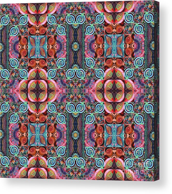 Tjod Mandala Series Puzzle 7 Arrangement 5 Multiplied Variation By Helena Tiainen Acrylic Print featuring the mixed media T J O D Mandala Series Puzzle 7 Arrangement 5 Multiplied Variation by Helena Tiainen
