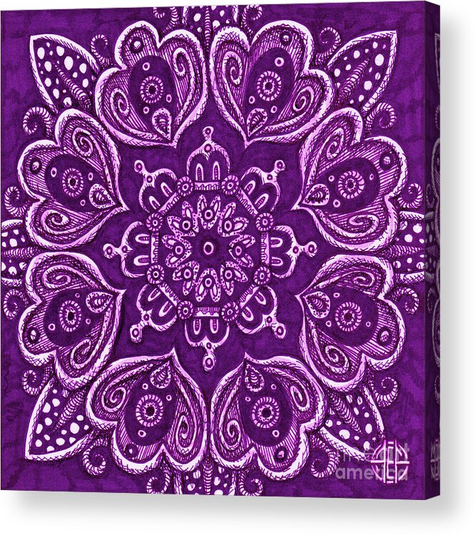 Boho Acrylic Print featuring the drawing Tapestry Square 8 by Amy E Fraser