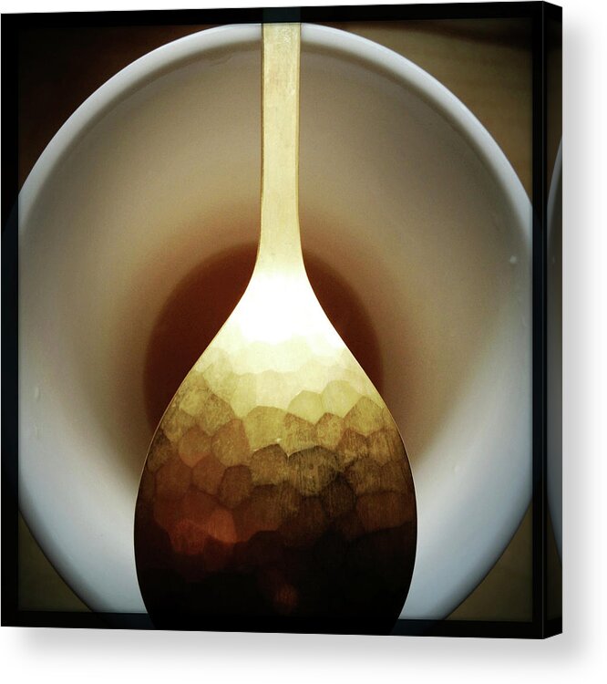 Spoon Acrylic Print featuring the photograph Tea With A Brass Spoon by Sunnywinds