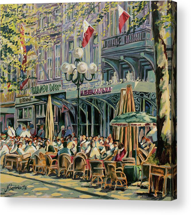 Vrijthof Acrylic Print featuring the painting Terrace at the Vrijthof in Maastricht by Nop Briex