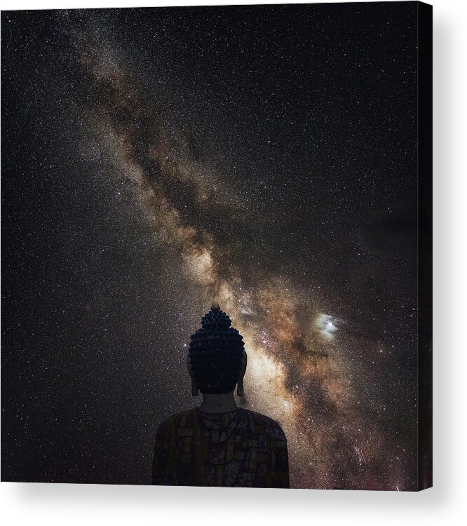 Buddha Acrylic Print featuring the photograph The God And Universe by Swapnil.