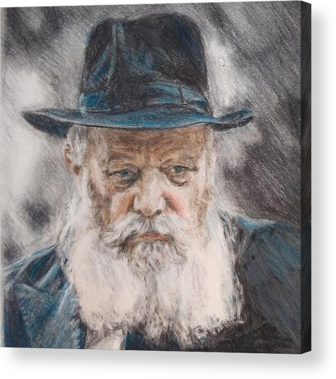 Chabad Lubavitch Rebbe Judaica small canvas print painting Jewish art