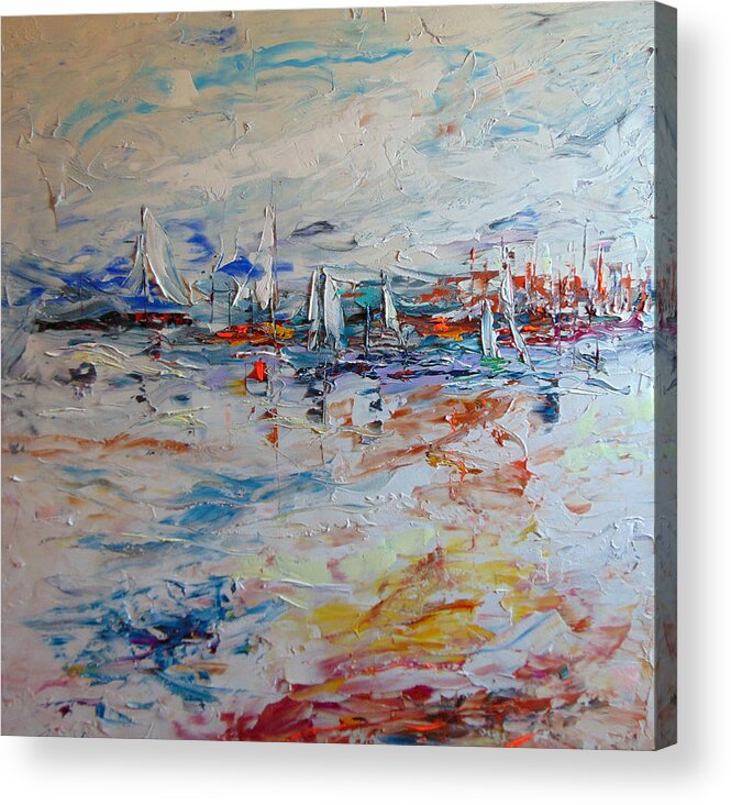 South Of France Acrylic Print featuring the painting The race South of FRance by Frederic Payet