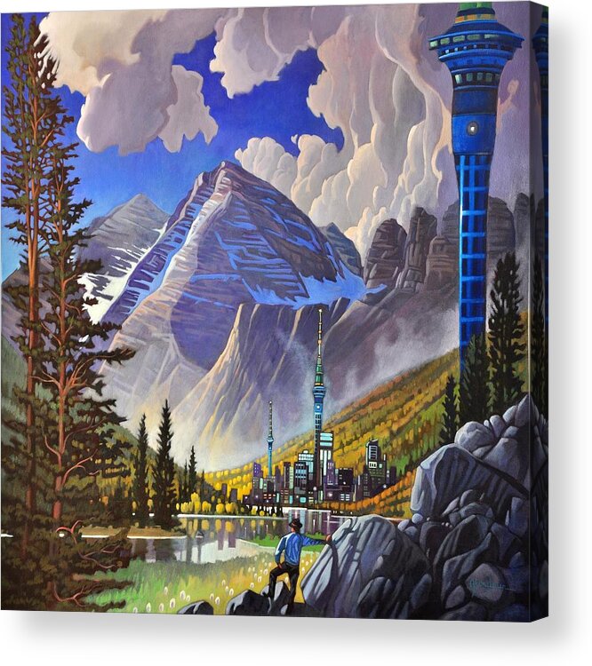 Spires Acrylic Print featuring the painting The Three Towers by Art West