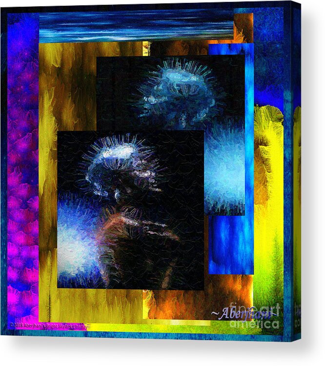 Music Celebrity Acrylic Print featuring the mixed media These Colors I Hear When Nancy Wilson Sings Turned to Blue by Aberjhani
