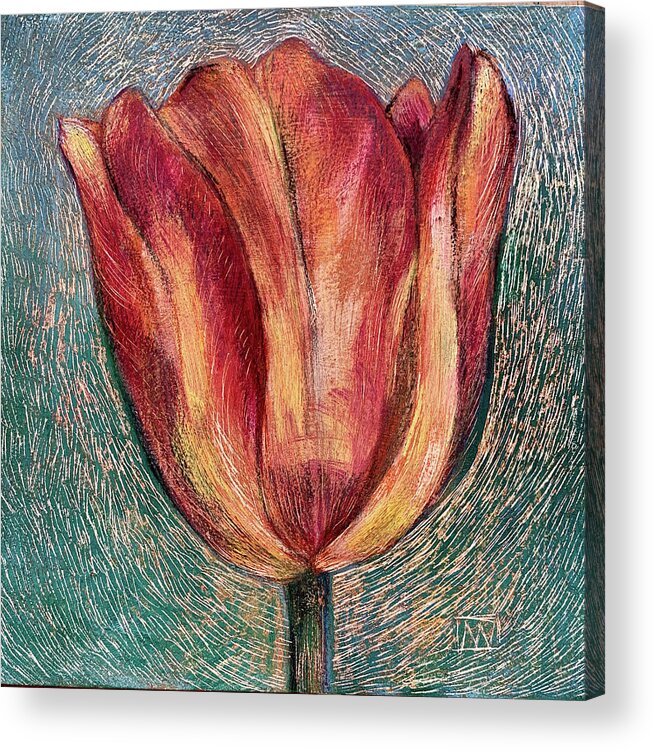 Tulip Acrylic Print featuring the painting Thuya Tulip by AnneMarie Welsh