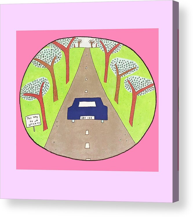 Whimsical Acrylic Print featuring the drawing Tree-lined Road, Driving Design by Ashley Rice