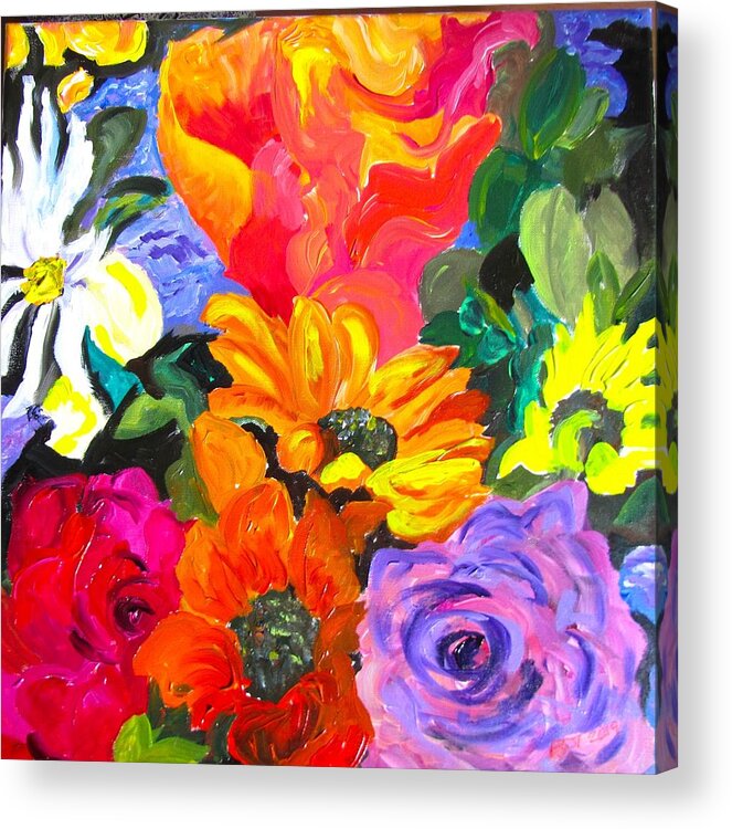 Daisy Acrylic Print featuring the painting Tropical Colors by Barbara O'Toole