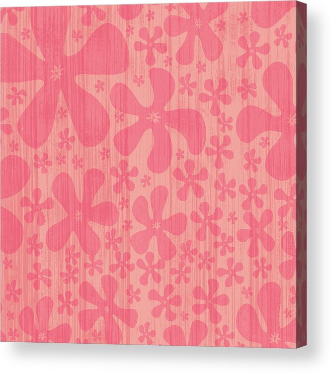 Pink Acrylic Print featuring the painting Tropical Floral Pattern by Jen Montgomery