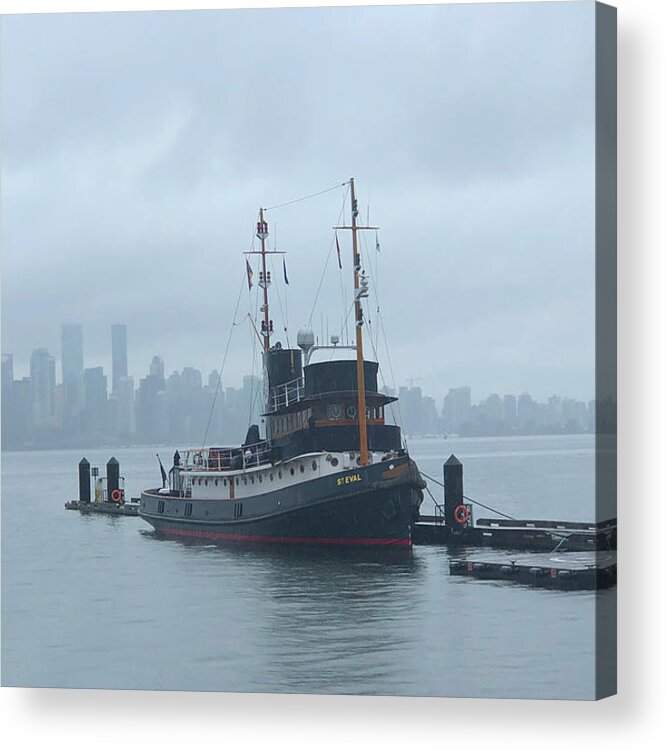 Tugboat Acrylic Print featuring the photograph Tugboat in Vancouver Harbor by Tom Reynen