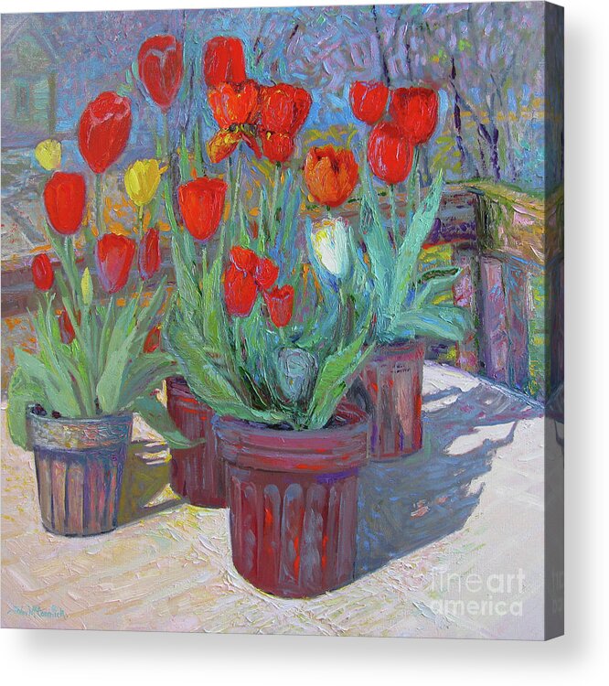 Flowers Acrylic Print featuring the painting Tulips by John McCormick