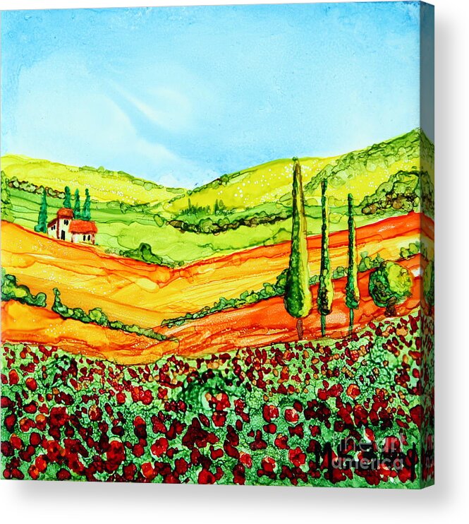 Tuscany Acrylic Print featuring the painting Tuscan Countryside by Maria Barry