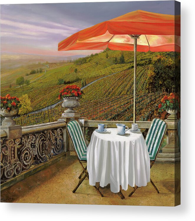 Vineyard Acrylic Print featuring the painting Un Caffe' Nelle Vigne by Guido Borelli