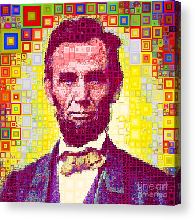 Wingsdomain Acrylic Print featuring the photograph United States President Abraham Lincoln in Abstract Squares 20190201sq by Wingsdomain Art and Photography