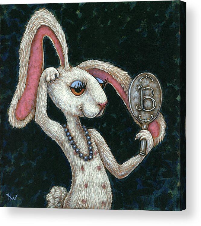 Rabbit Acrylic Print featuring the painting Vanity by Holly Wood