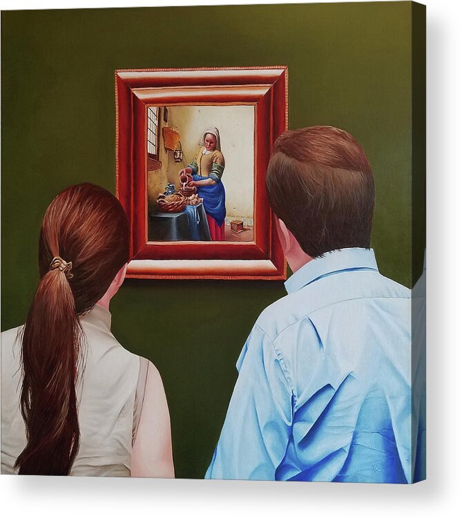 Vermeer Acrylic Print featuring the painting Viewing Vermeer by Vic Ritchey