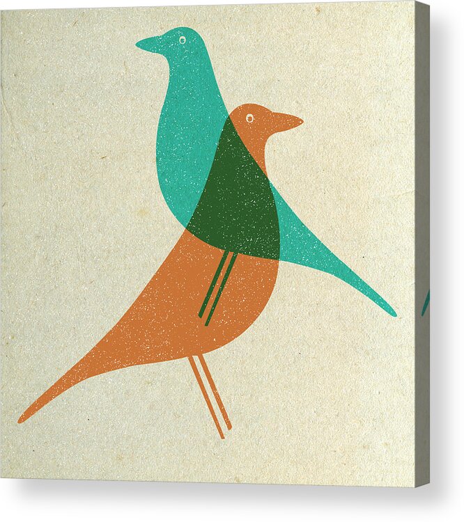 Mid-century Acrylic Print featuring the digital art Vitra Eames House Birds II by Naxart Studio