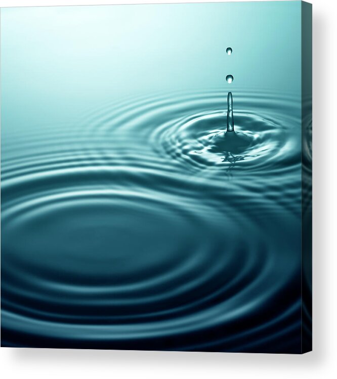 Tranquility Acrylic Print featuring the photograph Water Drip Falling Into Rippling by Anthony Bradshaw