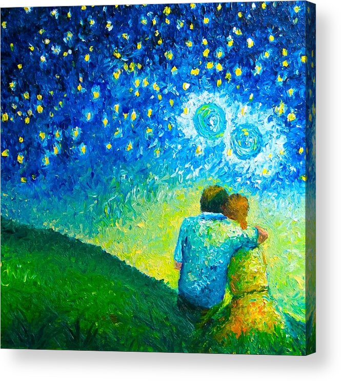 Love Acrylic Print featuring the painting We are infinite by Chiara Magni