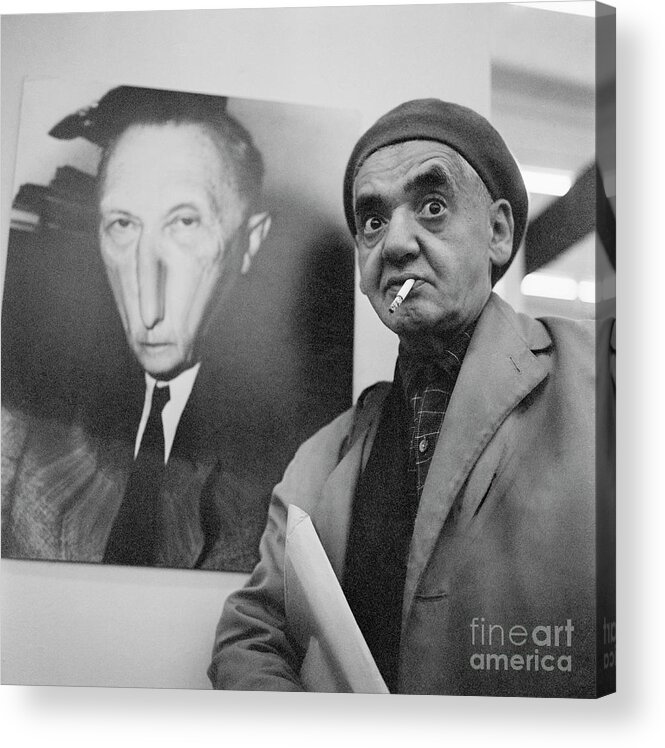 Toughness Acrylic Print featuring the photograph Weegee Wdistorted Konrad Adenauer Photo by Bettmann
