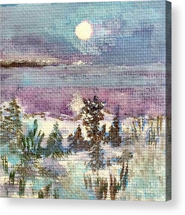 Full Moon Acrylic Print featuring the painting Winter Moon Energy by Deb Stroh-Larson