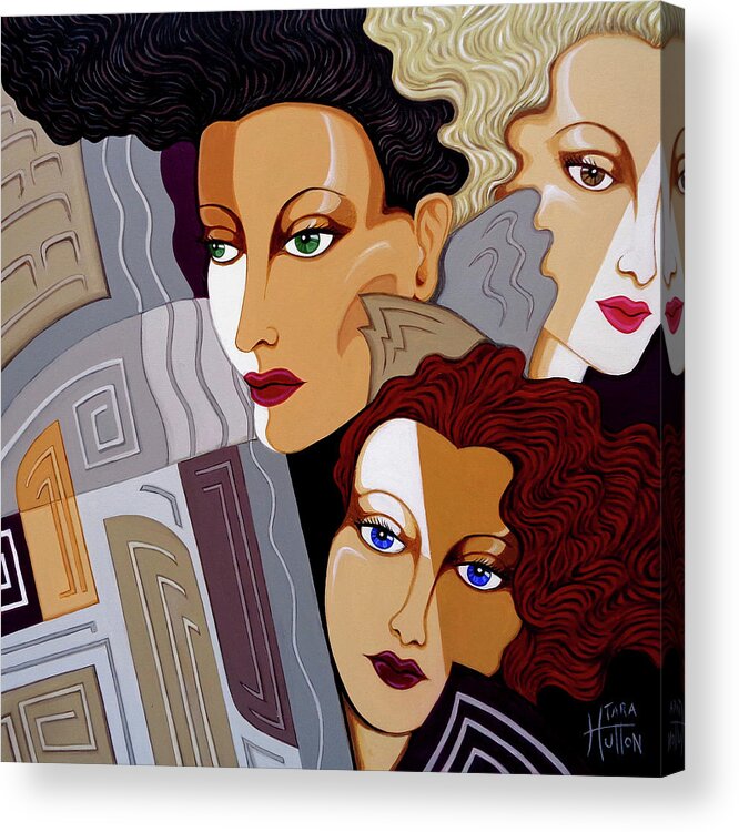 Art Deco Acrylic Print featuring the painting Woman Times Three by Tara Hutton