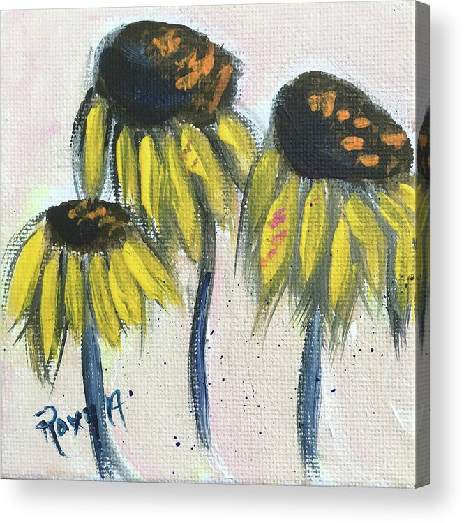 Coneflowers Acrylic Print featuring the painting Yellow Coneflowers by Roxy Rich