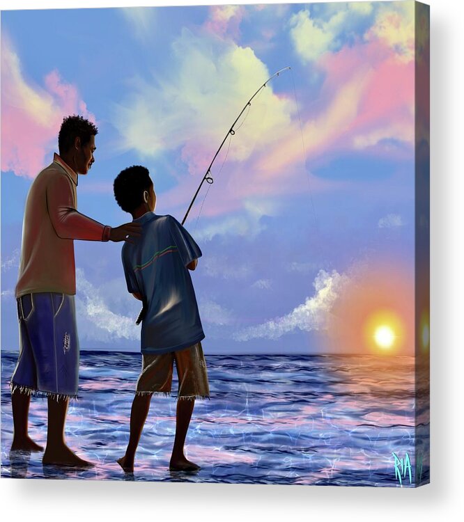 Fishing Acrylic Print featuring the digital art You make Him proud by Artist RiA